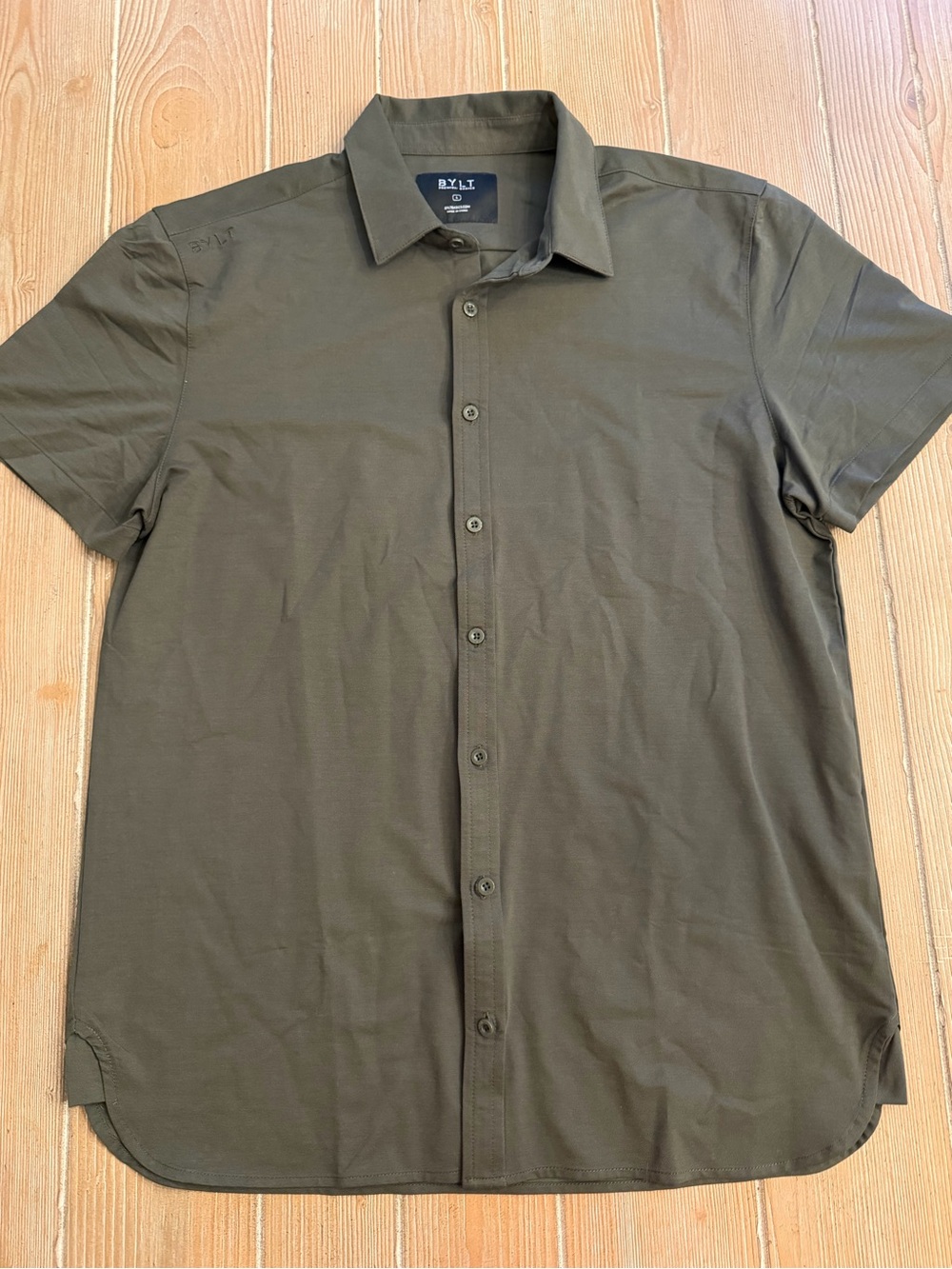 Bylt basics Short Sleeve Button-Up Shirt - Olive Green